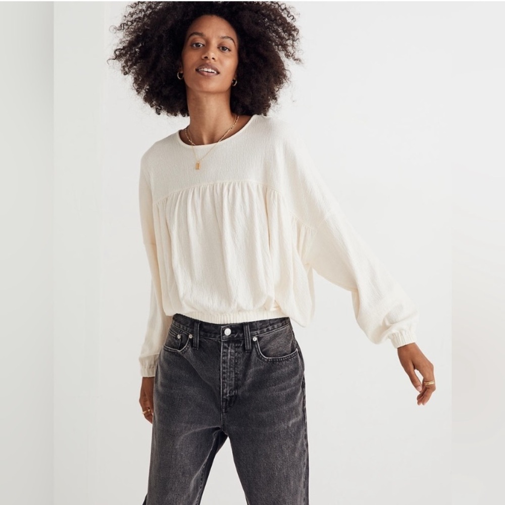 Madewell Knit Lightspun Ruched Long-Sleeve Top